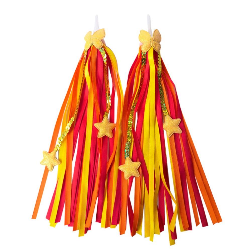 1pair Colorful Bike Tassels Ribbon Style Scooter Tassels Sparkly Handlebar Streamers  Scooter