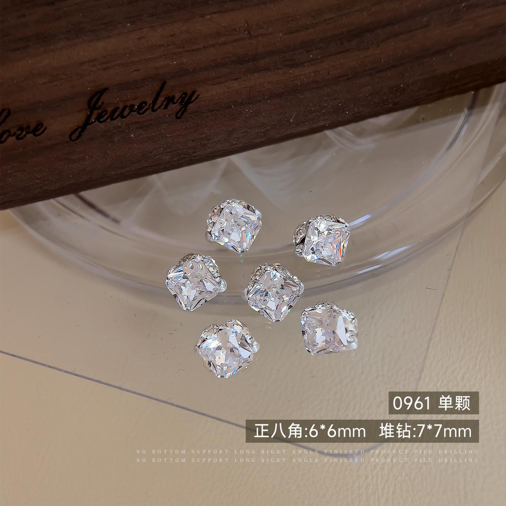 Sparkling Zircon Nail Art Pile Jewelry Light Luxury Versatile Transparent White No Bottom Support Rock Sugar Pigeon Egg Ball Finished Product