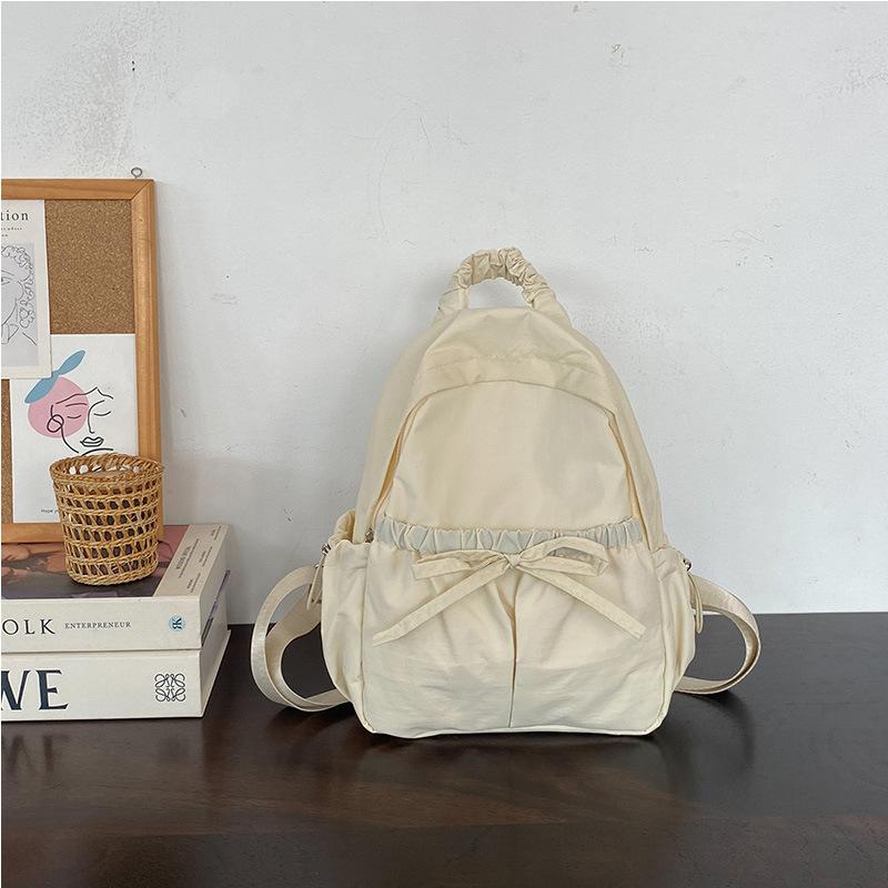 

Casual Backpack Women Large Capacity Fashion Junior High School Student Pleat Schoolbag Cloth Bag Korean Travel Backpack 2025