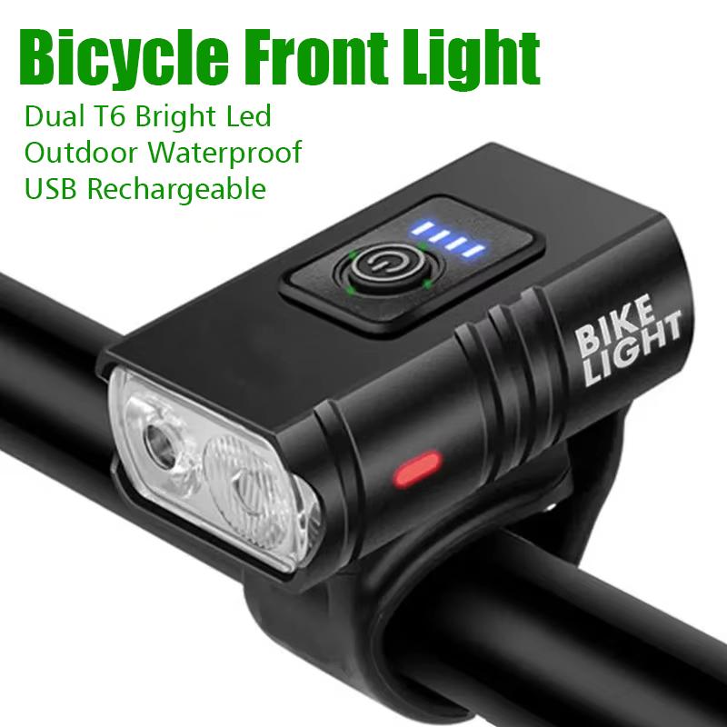 Bright Bicycle Light T6 LED Front USB Rechargeable MTB Mountain Bicycle Lamp Bike Headlight Flashlight Cycling Scooter