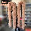 DIY Customized 6 Ply Fluffy Ostrich Feather Boa Fringe for Party Dance Stage Shawl Scarf Clothing Sewing Decoration Craft Plumes