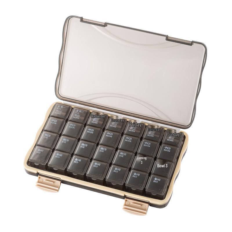 Compact Multi-Color 7-Day Pill Organizer with 21 & 28 Compartments