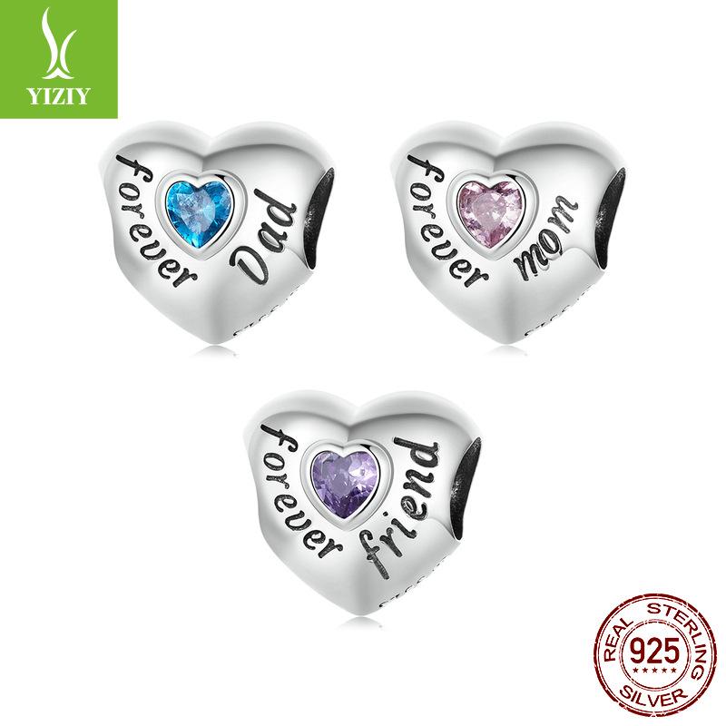 Love Family Beading Accessories, Warm Family Friendship 925 Sterling Silver Beads Loose Beads Bsc562
