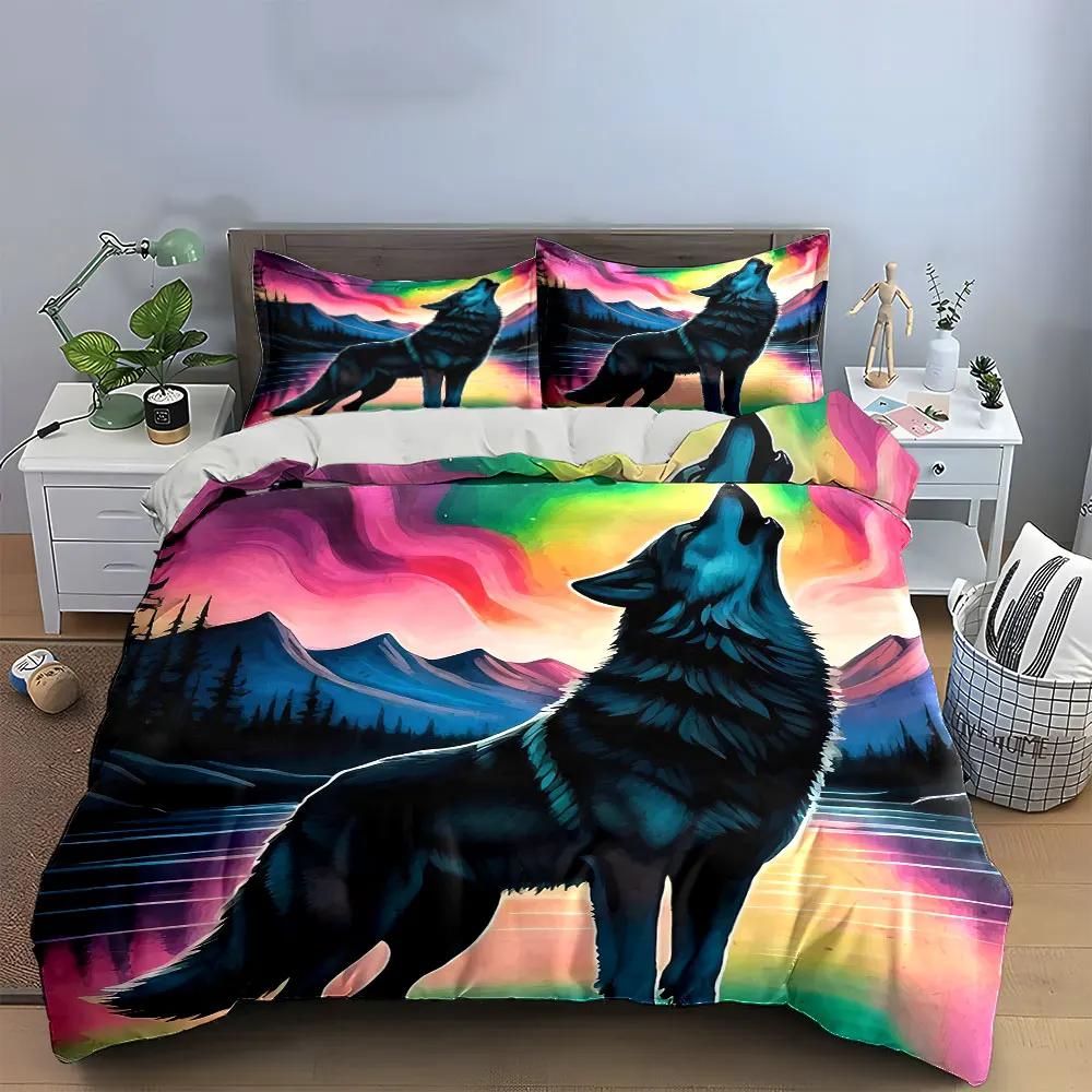 Wolf Design Bedroom Decor Set Soft Comfortable Duvet Cover Bedding Set Included 1*Duvet Cover & 2*Pillowcases Gift