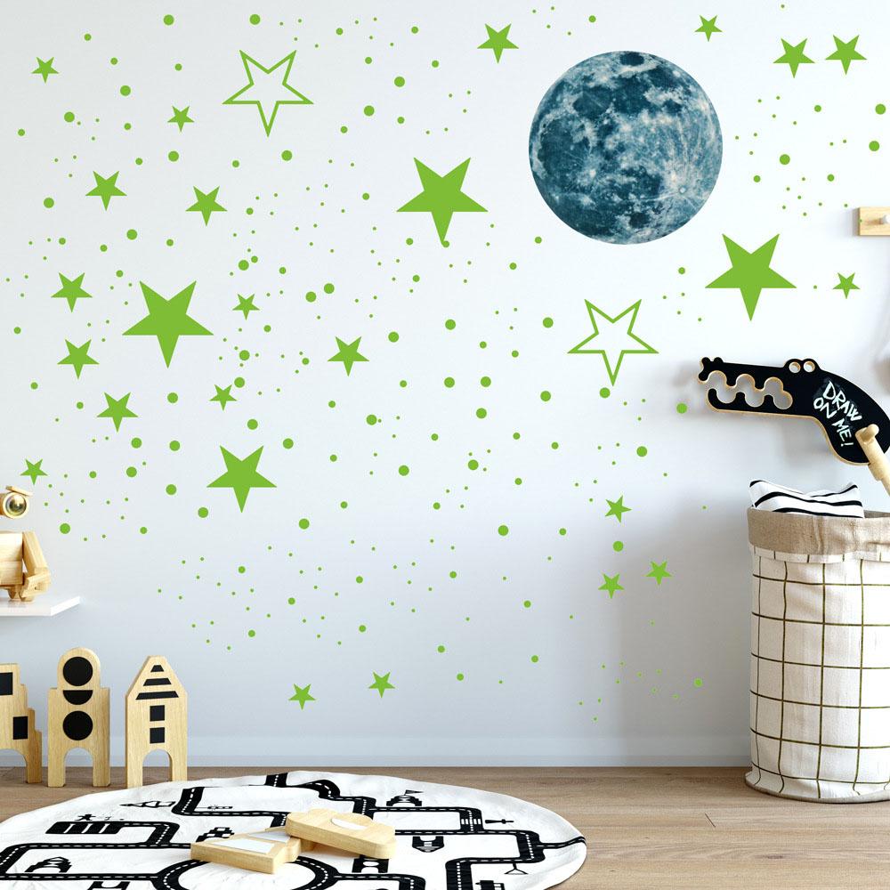 435Pc Moon Planet Space Kid Wall Stickers Glow In The Dark ...