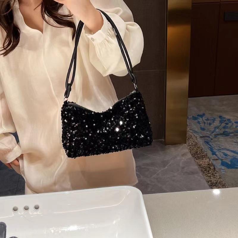 2025 Summer New Texture Leisure Foreign Flavor Sequins Shoulder Bag Crossbody Large Capacity