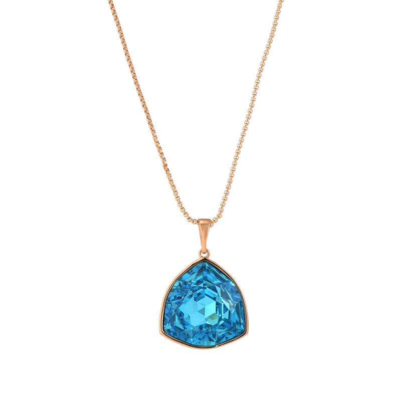 Style Adopts Austrian Imported Crystal Collarbone Necklace Plated Shield-Shaped Pendant Super Flash Jewelry