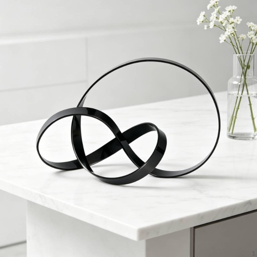 Metal Hoop Sculpture Nordic Abstract Loop Ornament Modern Minimalist Interlocking Circle Decor for