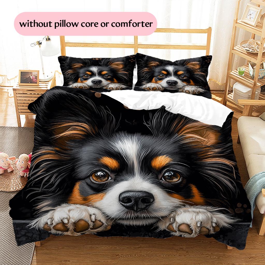 Black Papillon Pattern Bedding Home Decoration Birthday Gift (1 * Duvet Cover + 2 * Pillowcase, Without Core)