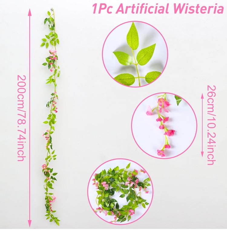 

Гліцинія Штучні квіти Висяча гірлянда Виноградна лоза Ротанг Підроблена квіткова нитка Шовкові квіти для домашнього саду Прикраса весільної вечірки