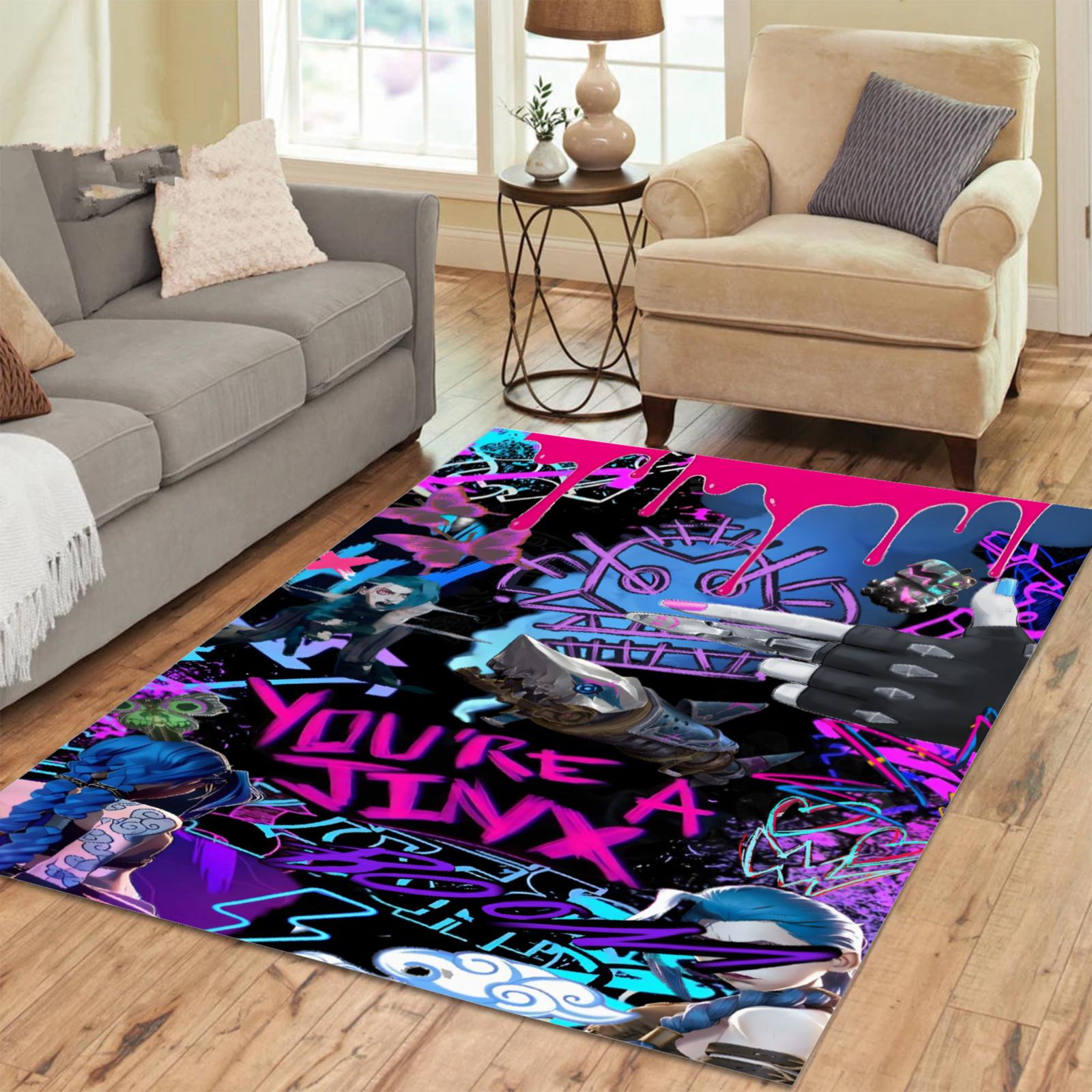 

Фиолетовый ковер с принтом игрового персонажа, декор для гостиной, спальни, детский противоскользящий коврик для пола, поверхность гладкий ковер, подарок на день рождения 100x150cm