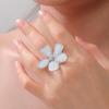 Adjustable Enamel Flower Ring's for Women Girls Stainless Steel Open Rings Waterproof Jewelry Party Valentine's Day Gifts