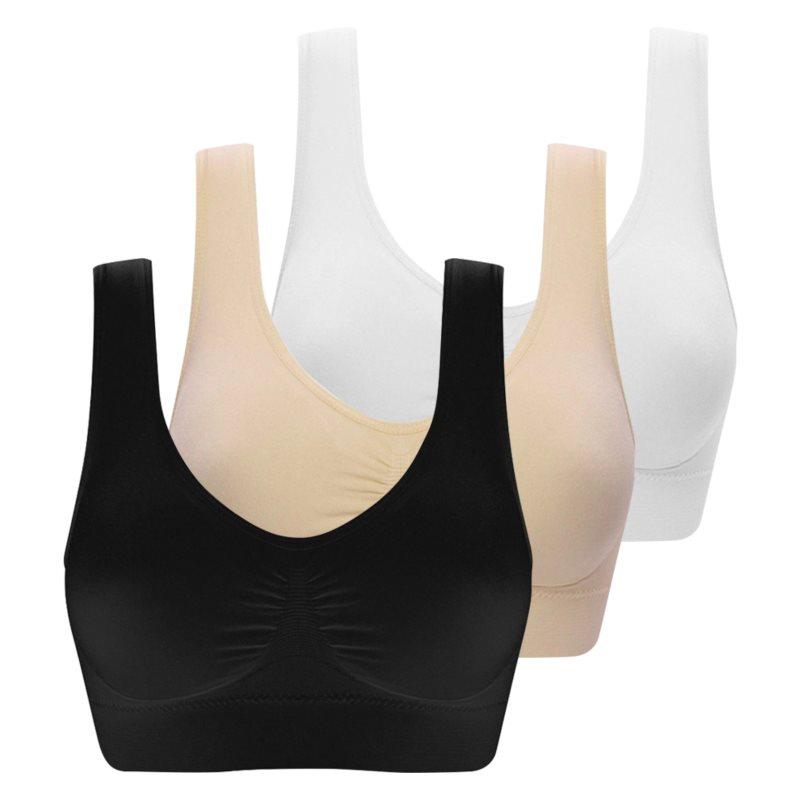 3pcs Lady Sport Yoga Fitness Bra Seamless Padded Underwear Back Smoothing Gym Workout  Wireless Push Up Brassiere Plus Size
