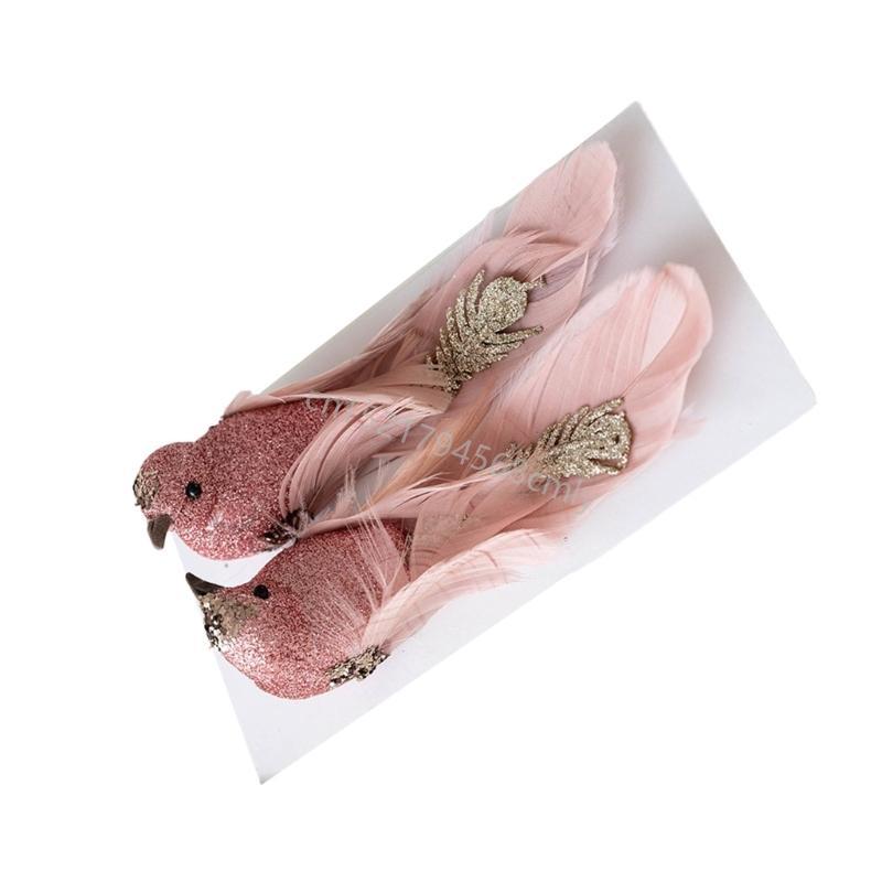 2Pcs Unique Feathered Bird Hanging Decoration Holiday Charm Foam Feathered Birds Hangings for Christmas Tree Adornment 6XDE