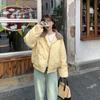 Parka Acolchoada Quente Outono Inverno Feminina Casual Doce Cor Sólida Bolso Grande Jaquetas Largas Roupas de Fora