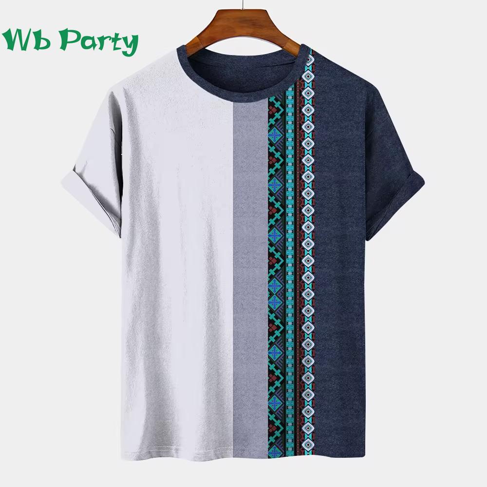 Vintage Striped Pattern Printing T shirt Men Designer Man T shirt Short Sleeve Tee Men Clothing Striped Print Clothes O-Neck Tee