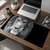 Desk Mat Majestic Black White Lion Beast Print Stitched Edge AntiSlip Rubber Mouse Pad For Gaming Working Home Laptop Computer