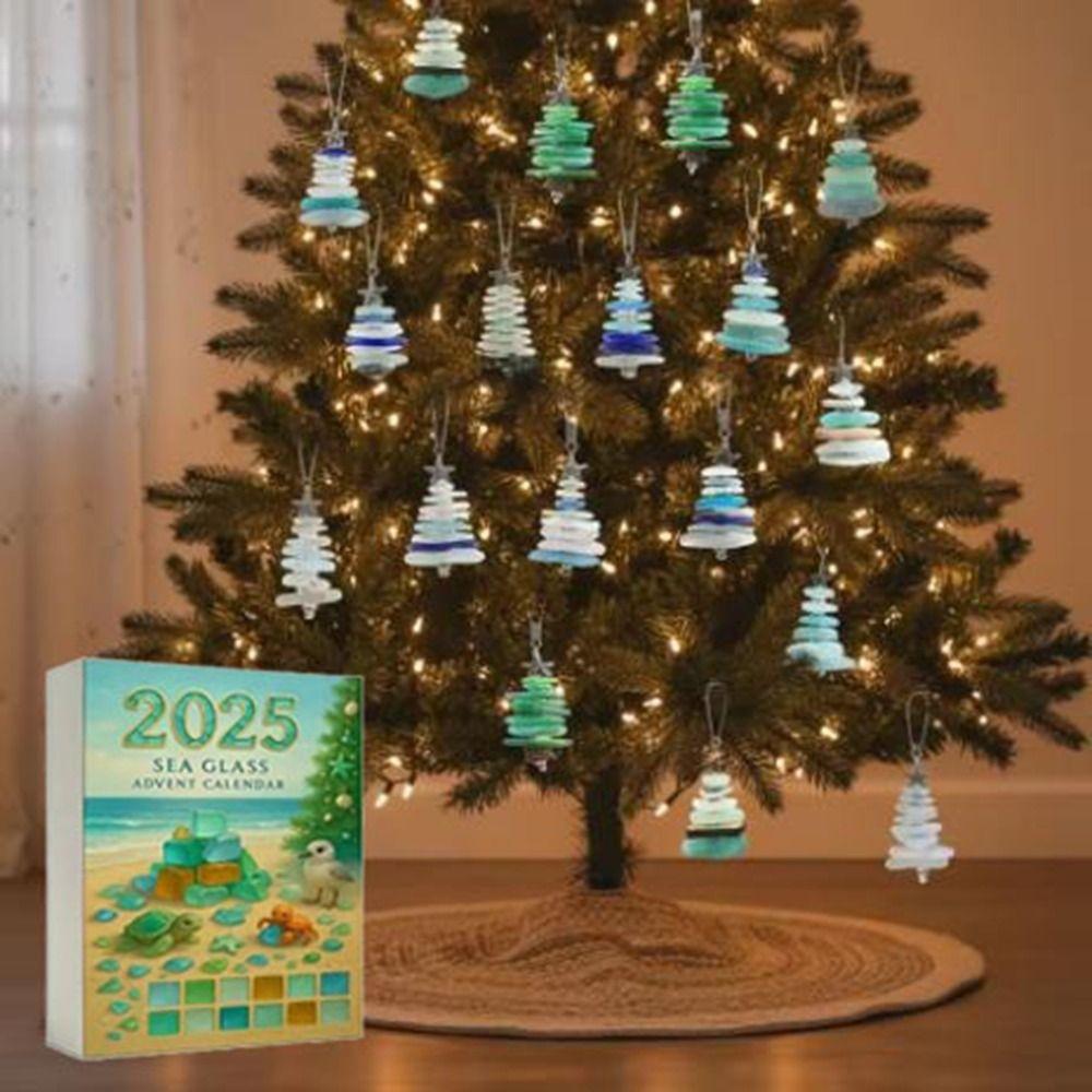 Acryl Seeglas Weihnachts-Adventskalender Baumform Weihnachtsbaum Anhänger Mittelstück