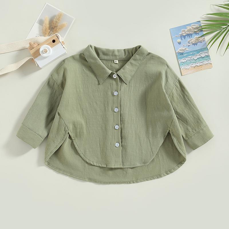 Baumwolle Casual Kinder Kinder Shirts Kleinkind Baby Mädchen Jungen Sommer Tops Kurzarm Revers Kragen Einfarbig Button Down Shirts