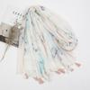 Small Fresh and Retro Blue and White Porcelain Cotton Linen Scarf Bali Yarn Scarf Simple Sun Protection Blue Floral Shawl Women
