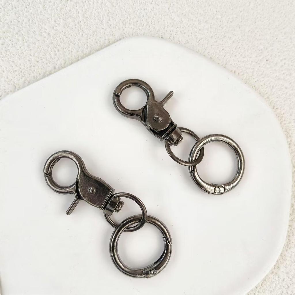 Electroplated Zinc Alloy Spring Buckle Keychain - DIY Openable Round Ring Accessory
