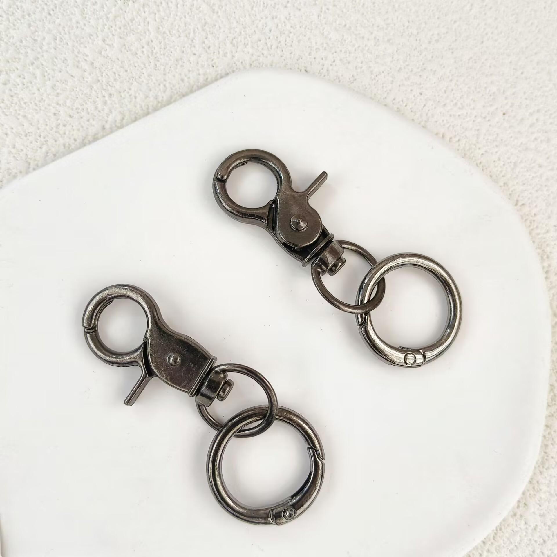 Electroplated Zinc Alloy Spring Buckle Keychain - DIY Openable Round Ring Accessory
