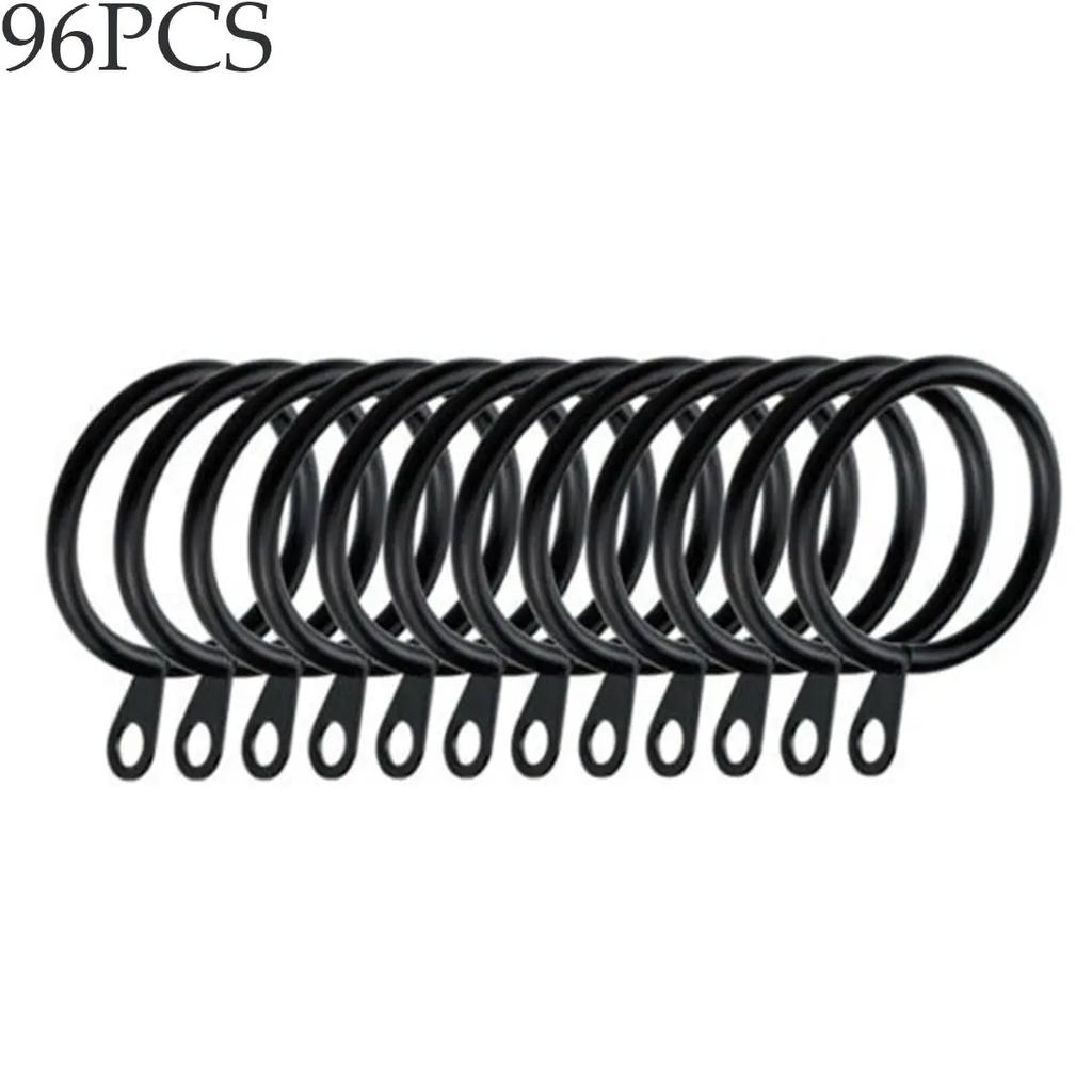 Metal Curtain Rings, Hanging Hooks for Curtains, Rods, Pole Voile, Heavy Duty Rings, 6Pcs, 96Pcs