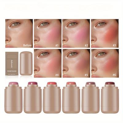 6-farger Cream Blush Stick Lazy Highlight Pocket Blush Natural Nude Makeup Rouge Blush