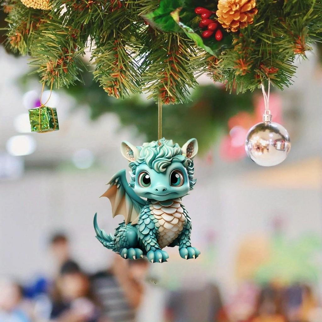 Adorable Cartoon Christmas Dragon Car Pendant Decorative Ornament For Festive Charm