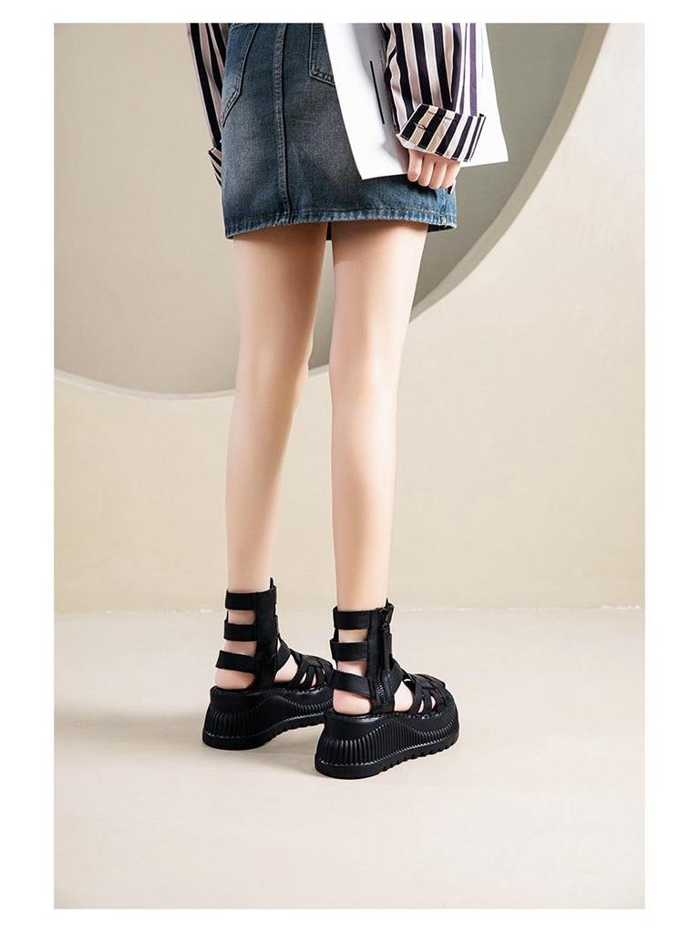 2025 Summer Women’s Versatile High Heel Wedge Sandals - Genuine Leather Peep Toe