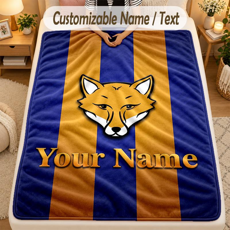 Flannel BlanketLeicester City Custom Name Text Personalized Soft Warm Throw Blanket Home Decor Gift