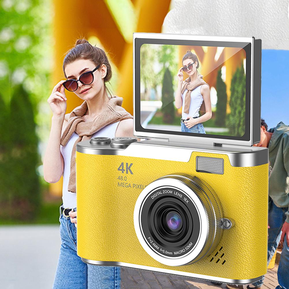 4K Digital Camera 8X Zoom Portable CCD Camera 180 Flip Screen Compact Small Camera Video Recorder for Teens Adult Beginner