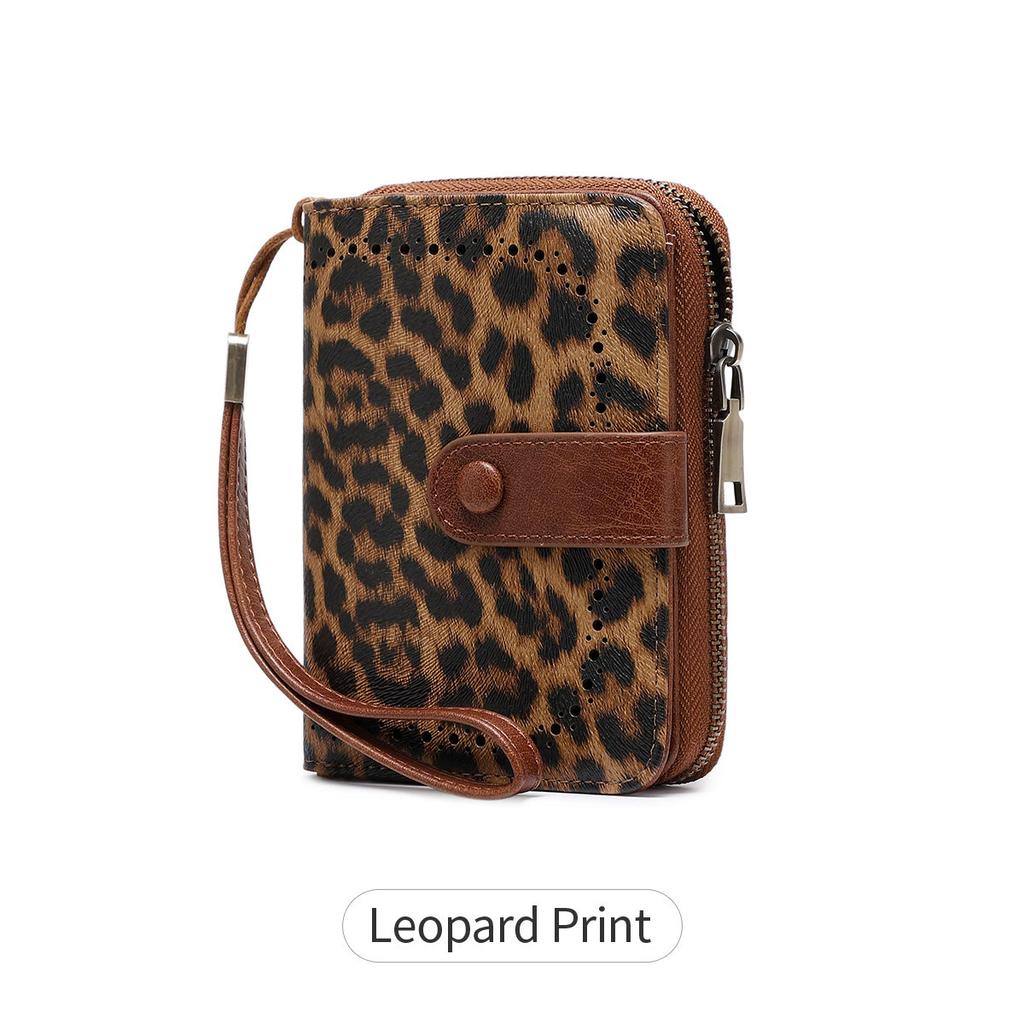 Women's RFID Blocking Bifold Wallet Dual Zipper Large Capacity Card Slots Coin Pouch ID Window Casual Durable Purse Gift