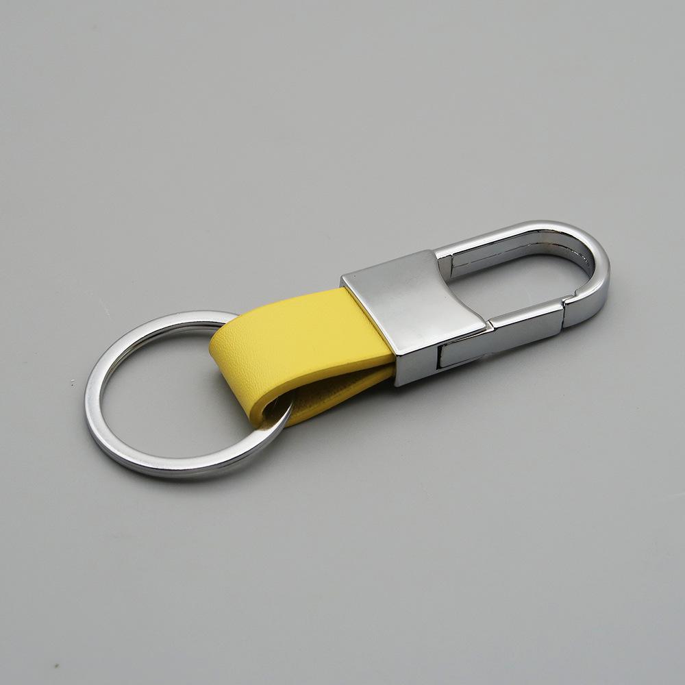 Metal and Genuine Leather Car Keychain with Customizable Laser-Engraved Logo