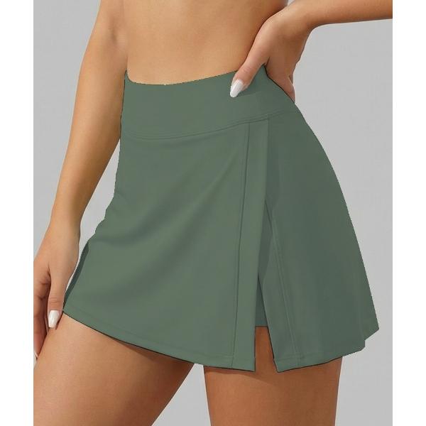 Schwimmröcke für Damen, Bauchkontrolle, geteilter Badeanzugrock, integrierte Badeshorts, hohe Taille, Badeanzug 2XL armee grüne