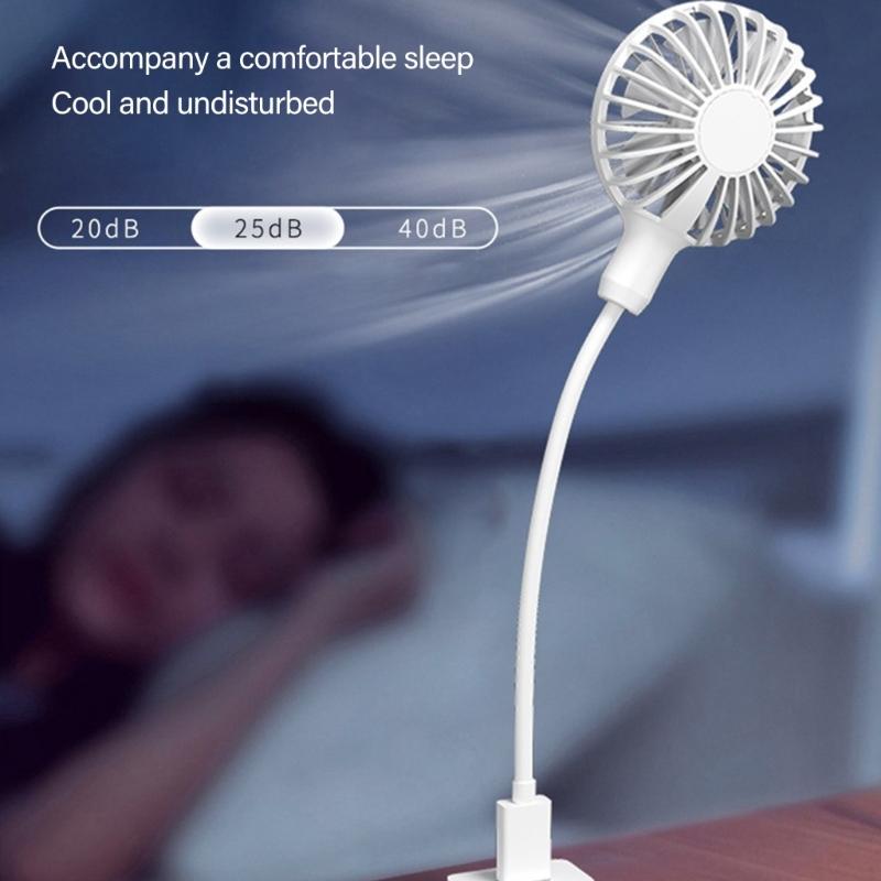 USB Tischventilator Verstellbarer Biegsamer Hals Design 1 Geschwindigkeit Leiser Motor für Zuhause Büro Außenbereich 5V Eingang