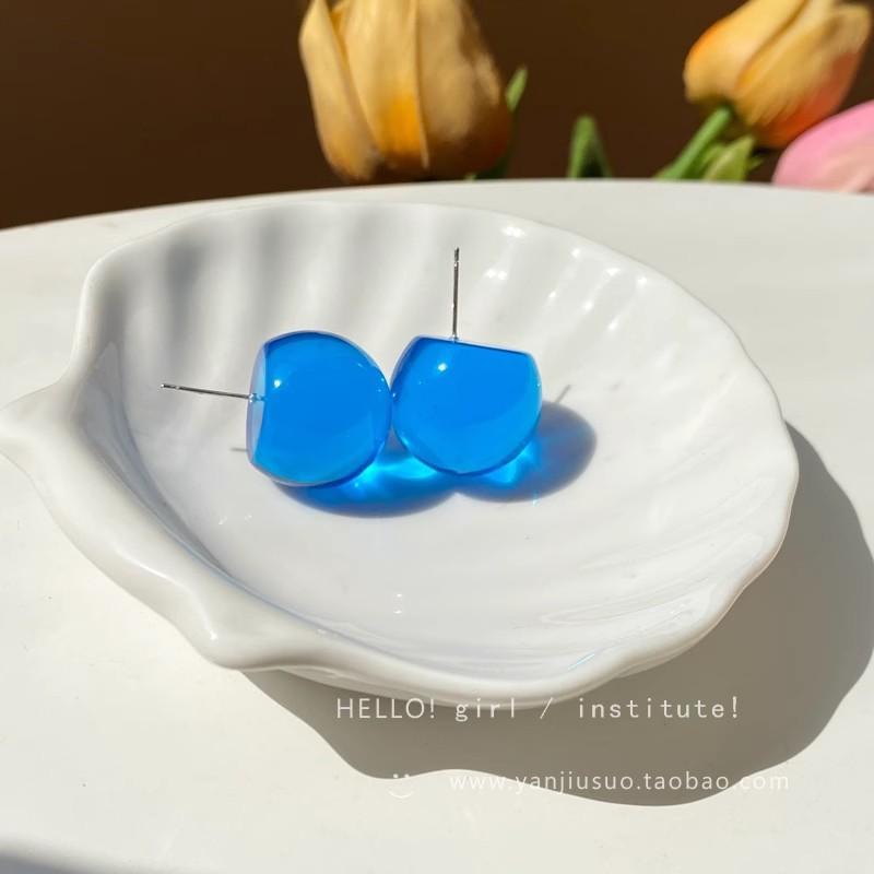 Summer dopamine color bubble stud earrings female design sense simple round bead earrings small fresh earrings