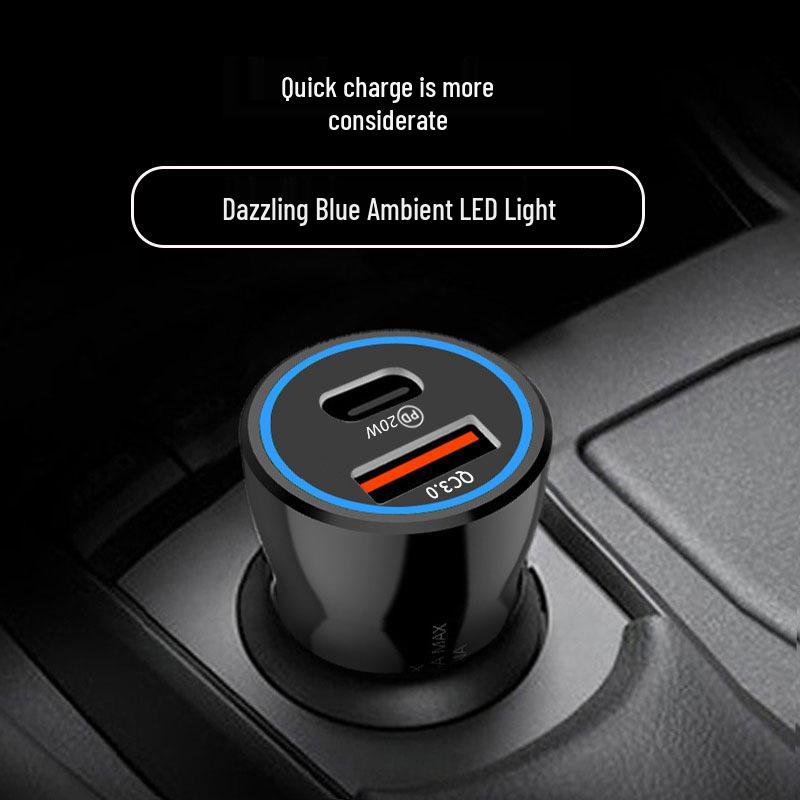 Dual Port USB-C Car Charger for Fast Charging - Compatible with Apple Devices