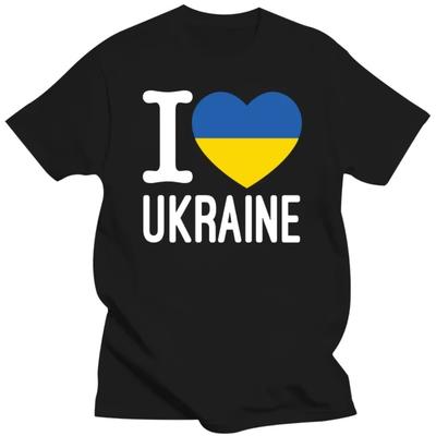 I Love  Heart T Shirt Men Cotton Short Sleeve Ukrainian Flag Peace T-shirt Casual Top Woman Printed Tshirt Clothing