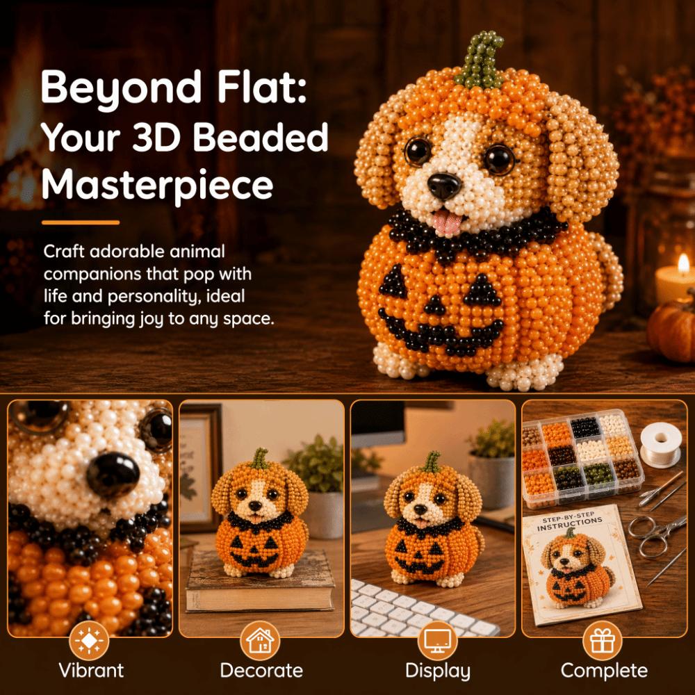 Süßes Design Halloween Perlenhund-Set Tierform Handgemachtes Perlenkunst-Set Heimdeko