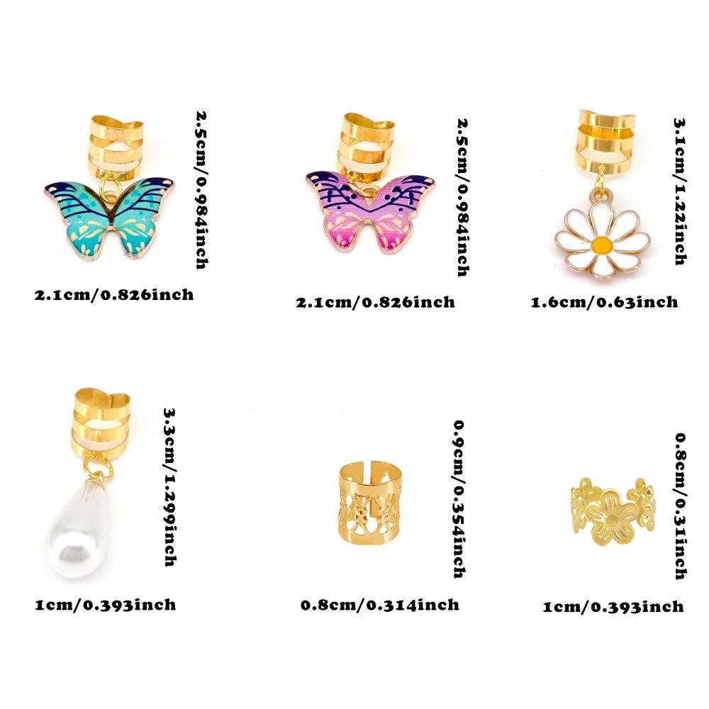 34pcs Butterfly Dreadlocks Beads Dread Locks Hair Braid Tubes Hollow Out Hair Ring  Hair Jewelry