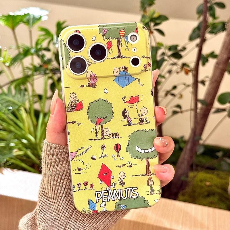 Cute Cartoon Cactus Snoopy Kite Soft TPU Phone Case For iPhone 11 12 13 14 15 16 17 Pro Max Plus Air Funny Snoopy Holder Cover