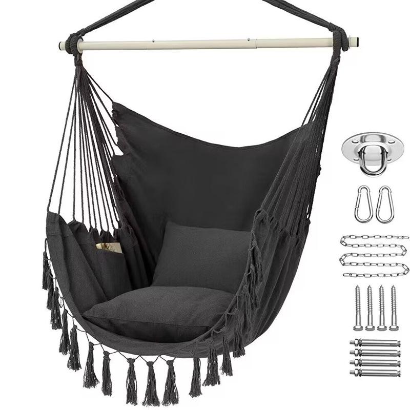 3-Section Folding Iron Pipe Hammock Swing Chair with Anti-Rollover Design