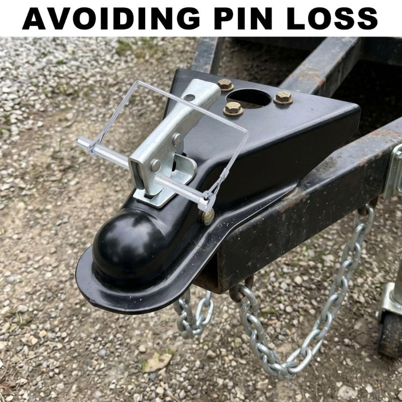 Trailer Retaining Pin Set with Spring Clip Lock and Wire Lanyards, 3 Piece Metal Hardware for Travel Towing Use