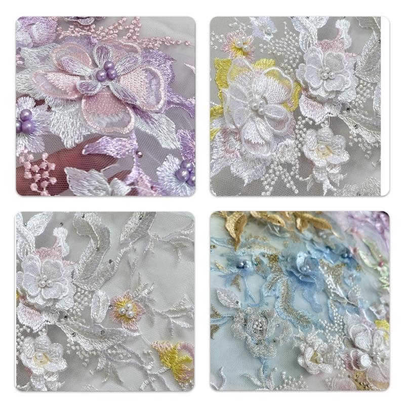 Embroidered Sequins Flower Applique Patches for Clothing Bags Handcraft Decoration Polyester Materials