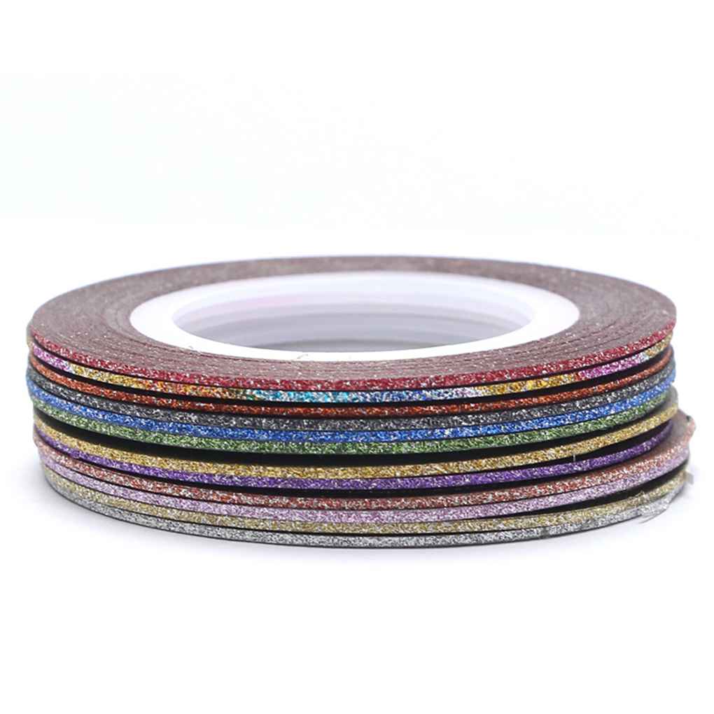 Brand New 14 Colors Glitter Striping Line Tape Sticker Set Art Decorations For Polish Gel 1/2/3mm