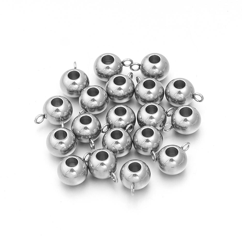 10-20 stuks/partij Roestvrij Staal Spacer Kralen Hanger Charms Sluitingen Oogjes Grote Gat Kralen Voor Sieraden Maken DIY Accessoires
