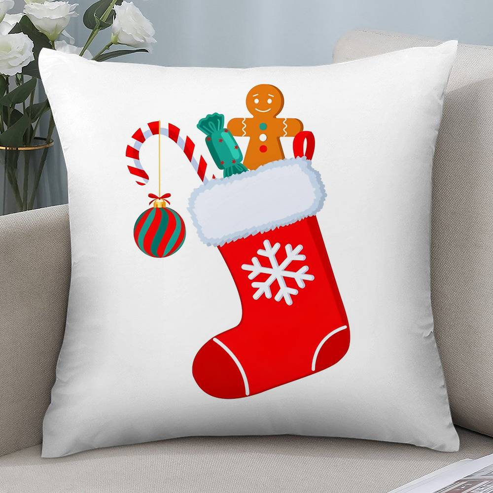 

red socks Merry Chrismas Pillow Case Short plush Double-sided Print Square Throw Pillow Covers Sofa Home Cushion Decor 12x12Inch