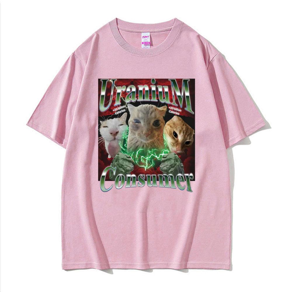Lustiges Uran-Konsumenten Chaotische Katze Meme T-Shirts Herren Damen Harajuku Mode Retro T-Shirt Sommer 100% Baumwolle T-Shirts Streetwear