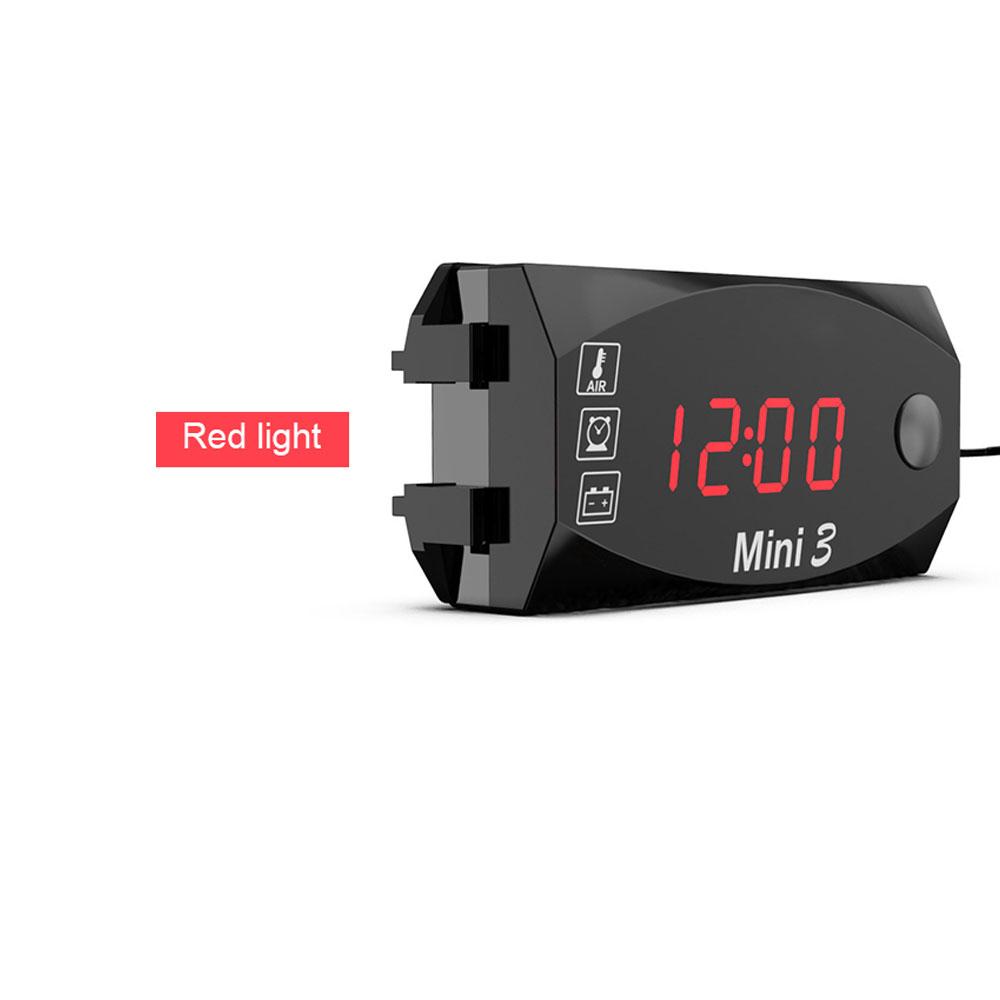 Motorcycle 3 In 1 Voltage/Time/Temperature Electronic Meter LED Display Motorcycle Modification Waterproof Digital Display Meter